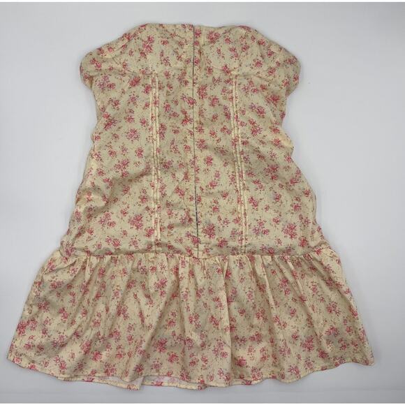 Peppermayo Yellow Pink Floral Strapless Dress Size 6 - Picture 3 of 5